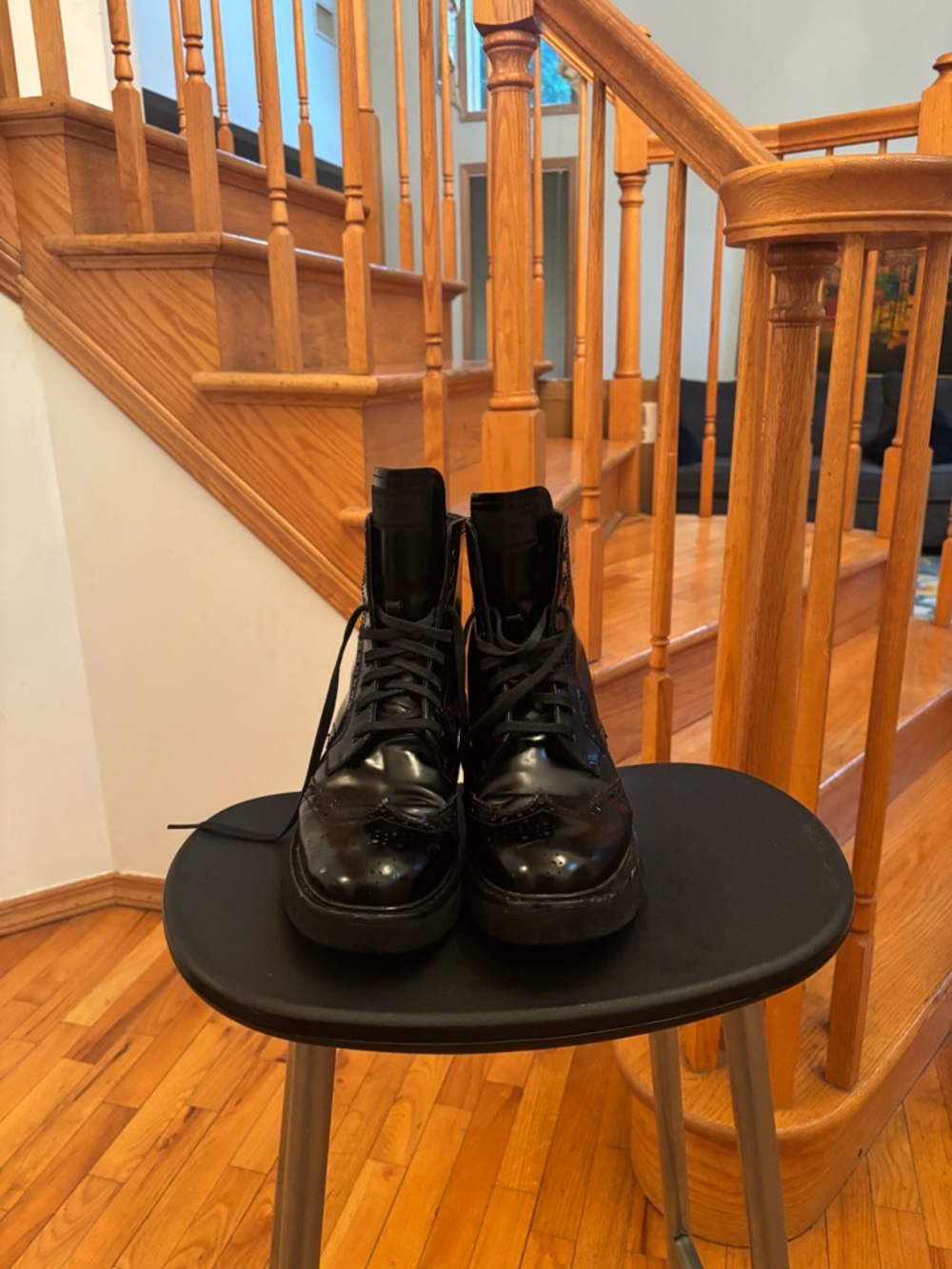 Prada Black Patent Leather Chukka Wingtip Boots - Picture 2 of 8